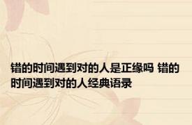错的时间遇到对的人是正缘吗 错的时间遇到对的人经典语录