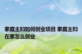 家庭主妇如何创业项目 家庭主妇在家怎么创业