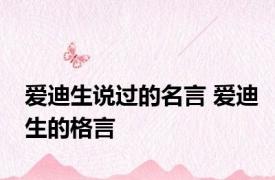 爱迪生说过的名言 爱迪生的格言