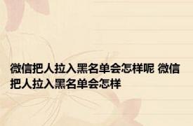 微信把人拉入黑名单会怎样呢 微信把人拉入黑名单会怎样