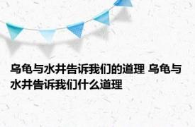 乌龟与水井告诉我们的道理 乌龟与水井告诉我们什么道理