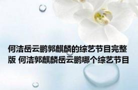 何洁岳云鹏郭麒麟的综艺节目完整版 何洁郭麒麟岳云鹏哪个综艺节目