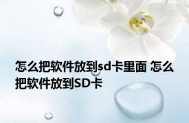 怎么把软件放到sd卡里面 怎么把软件放到SD卡