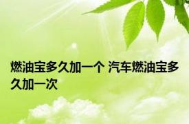 燃油宝多久加一个 汽车燃油宝多久加一次