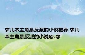 求几本主角是反派的小说推荐 求几本主角是反派的小说@.@