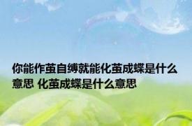 你能作茧自缚就能化茧成蝶是什么意思 化茧成蝶是什么意思