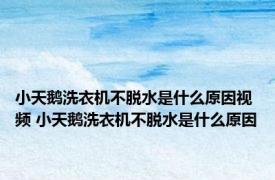 小天鹅洗衣机不脱水是什么原因视频 小天鹅洗衣机不脱水是什么原因