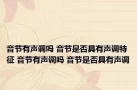 音节有声调吗 音节是否具有声调特征 音节有声调吗 音节是否具有声调