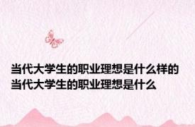 当代大学生的职业理想是什么样的 当代大学生的职业理想是什么