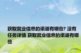 获取就业信息的渠道有哪些? 没有任务详情 获取就业信息的渠道有哪些