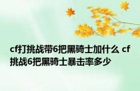 cf打挑战带6把黑骑士加什么 cf挑战6把黑骑士暴击率多少