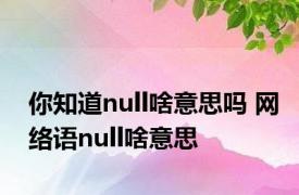你知道null啥意思吗 网络语null啥意思