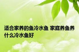 适合家养的鱼冷水鱼 家庭养鱼养什么冷水鱼好