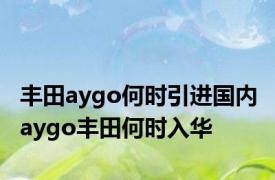 丰田aygo何时引进国内 aygo丰田何时入华