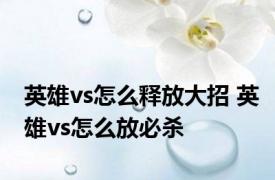 英雄vs怎么释放大招 英雄vs怎么放必杀