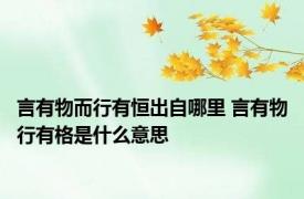言有物而行有恒出自哪里 言有物行有格是什么意思