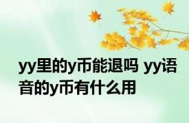 yy里的y币能退吗 yy语音的y币有什么用