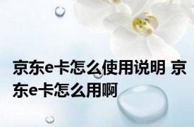 京东e卡怎么使用说明 京东e卡怎么用啊