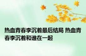热血青春李沉着最后结局 热血青春李沉着和谁在一起