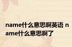 name什么意思啊英语 name什么意思啊了