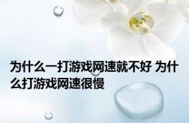 为什么一打游戏网速就不好 为什么打游戏网速很慢