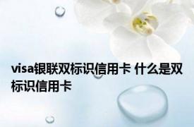 visa银联双标识信用卡 什么是双标识信用卡