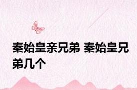 秦始皇亲兄弟 秦始皇兄弟几个