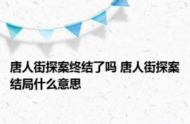 唐人街探案终结了吗 唐人街探案结局什么意思