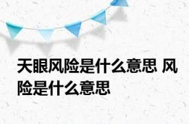 天眼风险是什么意思 风险是什么意思