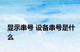 显示串号 设备串号是什么