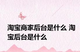 淘宝商家后台是什么 淘宝后台是什么