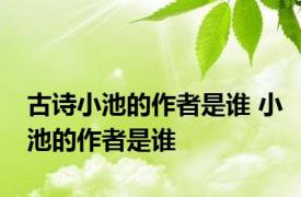 古诗小池的作者是谁 小池的作者是谁