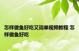 怎样做鱼好吃又简单视频教程 怎样做鱼好吃