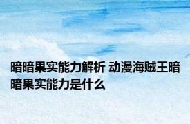 暗暗果实能力解析 动漫海贼王暗暗果实能力是什么