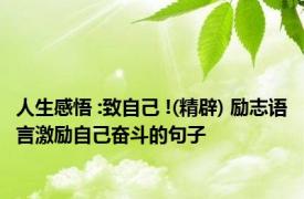 人生感悟 :致自己 !(精辟) 励志语言激励自己奋斗的句子