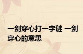 一剑穿心打一字谜 一剑穿心的意思