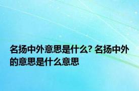 名扬中外意思是什么? 名扬中外的意思是什么意思