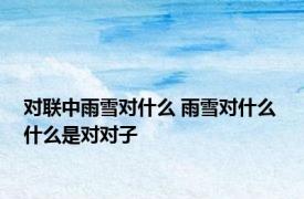 对联中雨雪对什么 雨雪对什么 什么是对对子