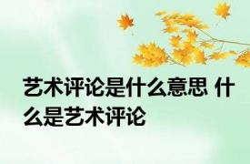 艺术评论是什么意思 什么是艺术评论