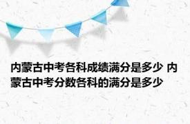 内蒙古中考各科成绩满分是多少 内蒙古中考分数各科的满分是多少