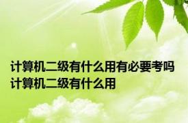 计算机二级有什么用有必要考吗 计算机二级有什么用