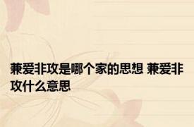兼爱非攻是哪个家的思想 兼爱非攻什么意思