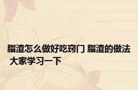 脂渣怎么做好吃窍门 脂渣的做法 大家学习一下