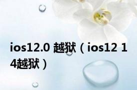 ios12.0 越狱（ios12 1 4越狱）