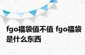 fgo福袋值不值 fgo福袋是什么东西