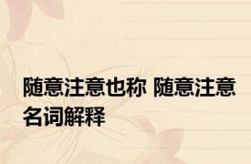 随意注意也称 随意注意名词解释