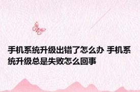 手机系统升级出错了怎么办 手机系统升级总是失败怎么回事