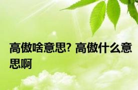 高傲啥意思? 高傲什么意思啊