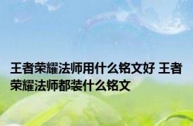 王者荣耀法师用什么铭文好 王者荣耀法师都装什么铭文