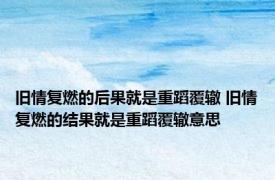旧情复燃的后果就是重蹈覆辙 旧情复燃的结果就是重蹈覆辙意思